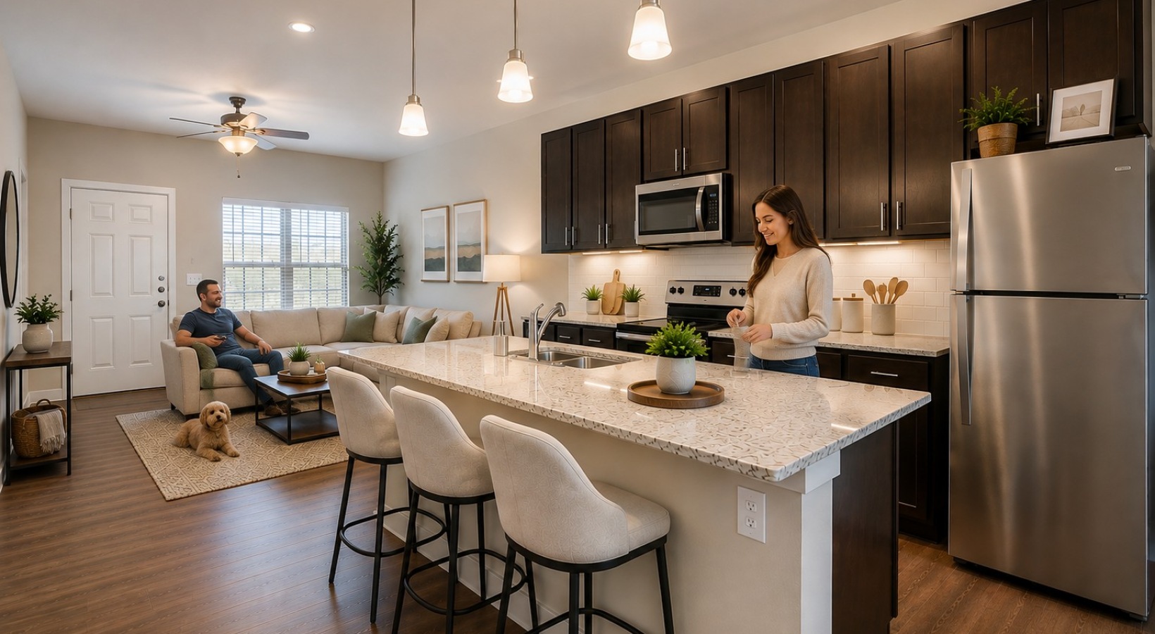 Generous living spaces with beautiful natural lighting